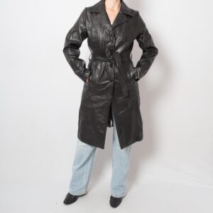 Y2K Black Faux Leather Coat