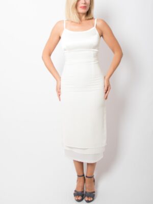 90s Midi White Slip Dress