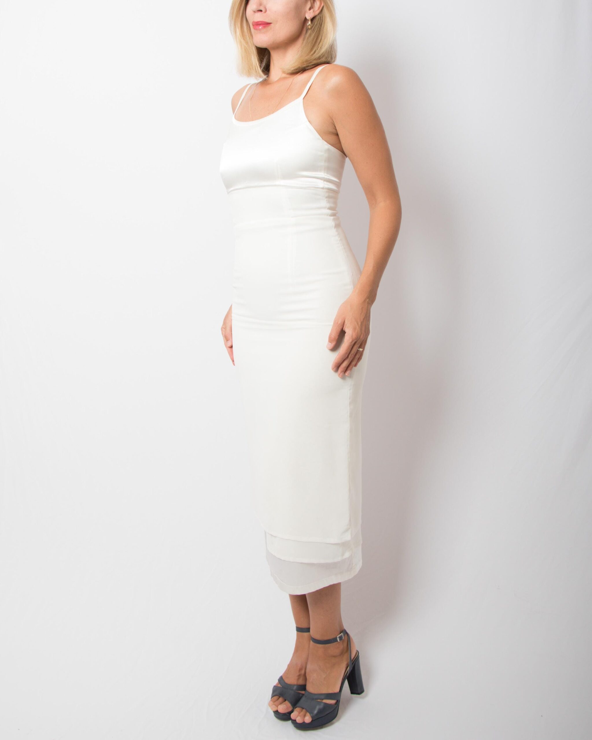 90s Midi White Slip Dress 90s Midi White Slip Dress - Image 2