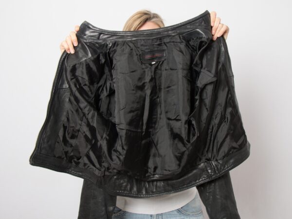 90s Black Moto Leather Jacket - Image 6