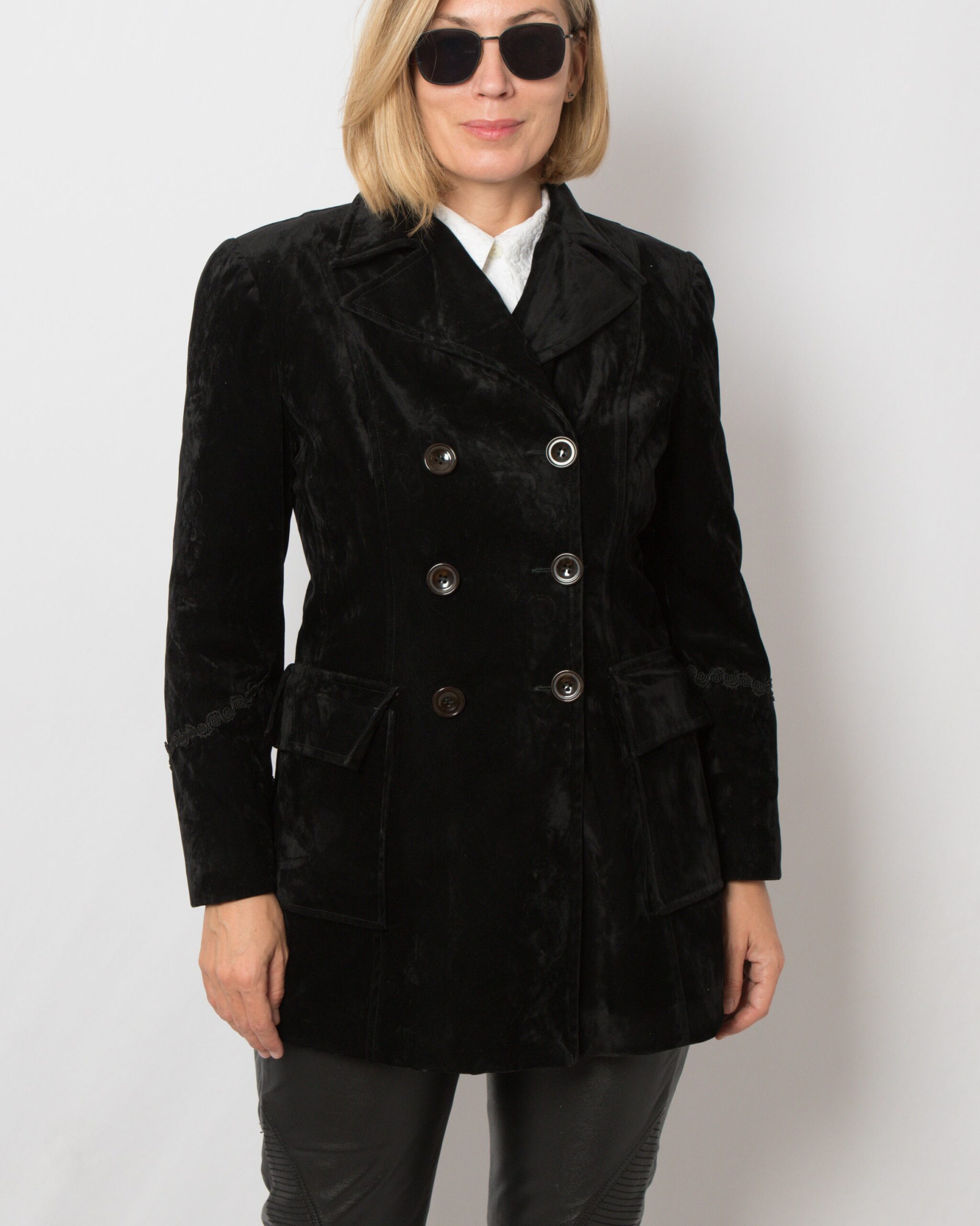 90s Black Velvet Jacket 90s Black Velvet Jacket - Image 2