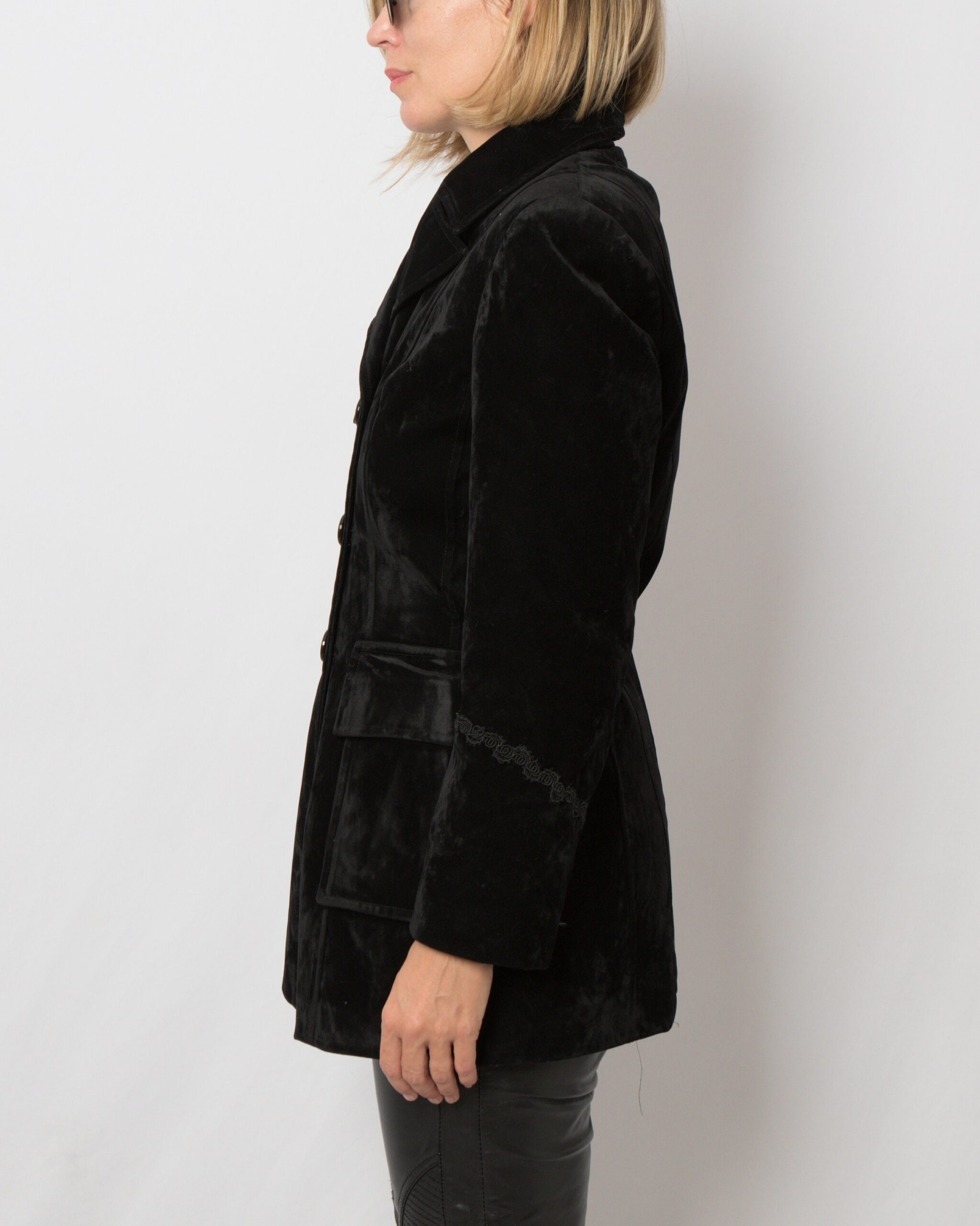 90s Black Velvet Jacket 90s Black Velvet Jacket - Image 3