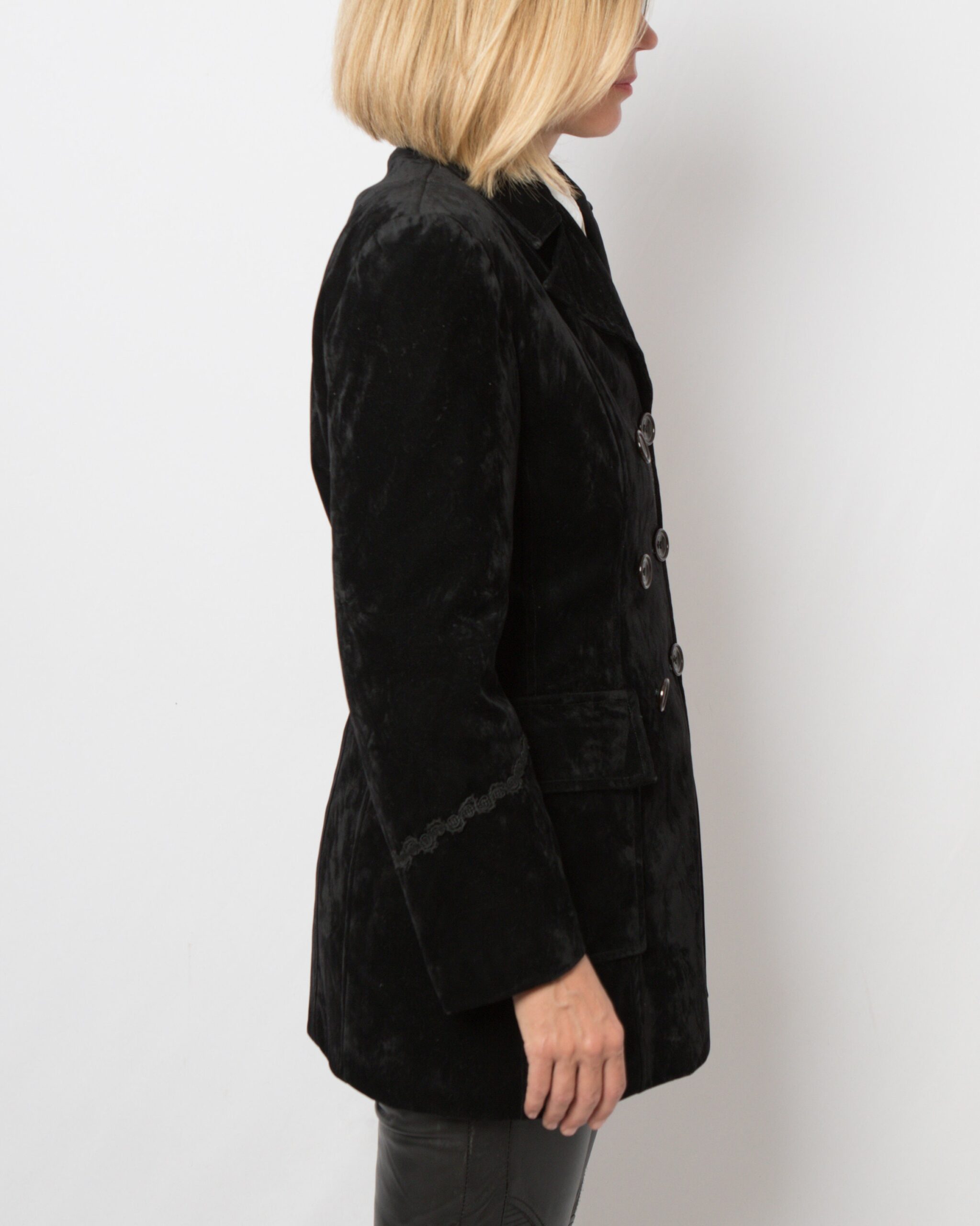 90s Black Velvet Jacket 90s Black Velvet Jacket - Image 5