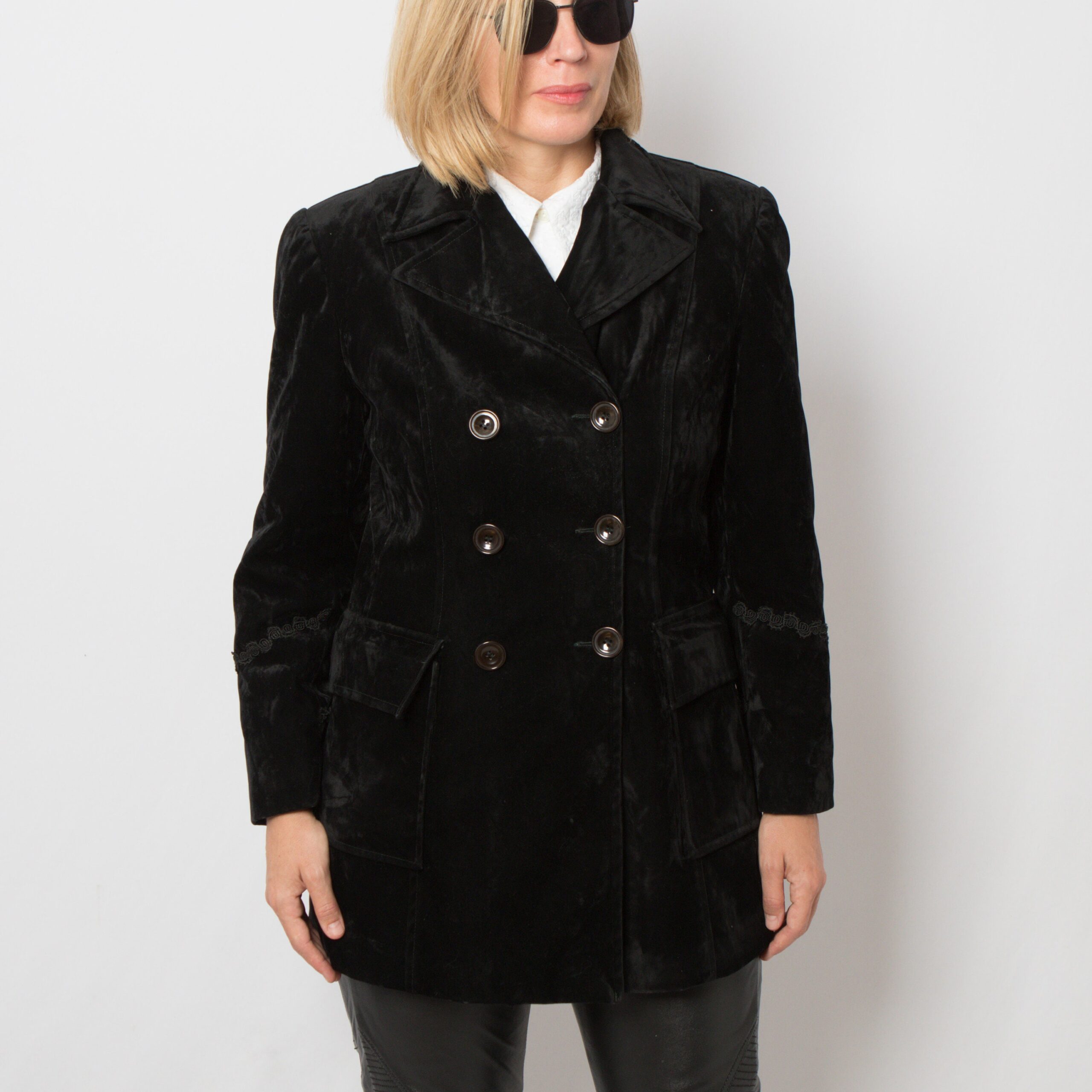 90s Black Velvet Jacket 90s Black Velvet Jacket - Image 6