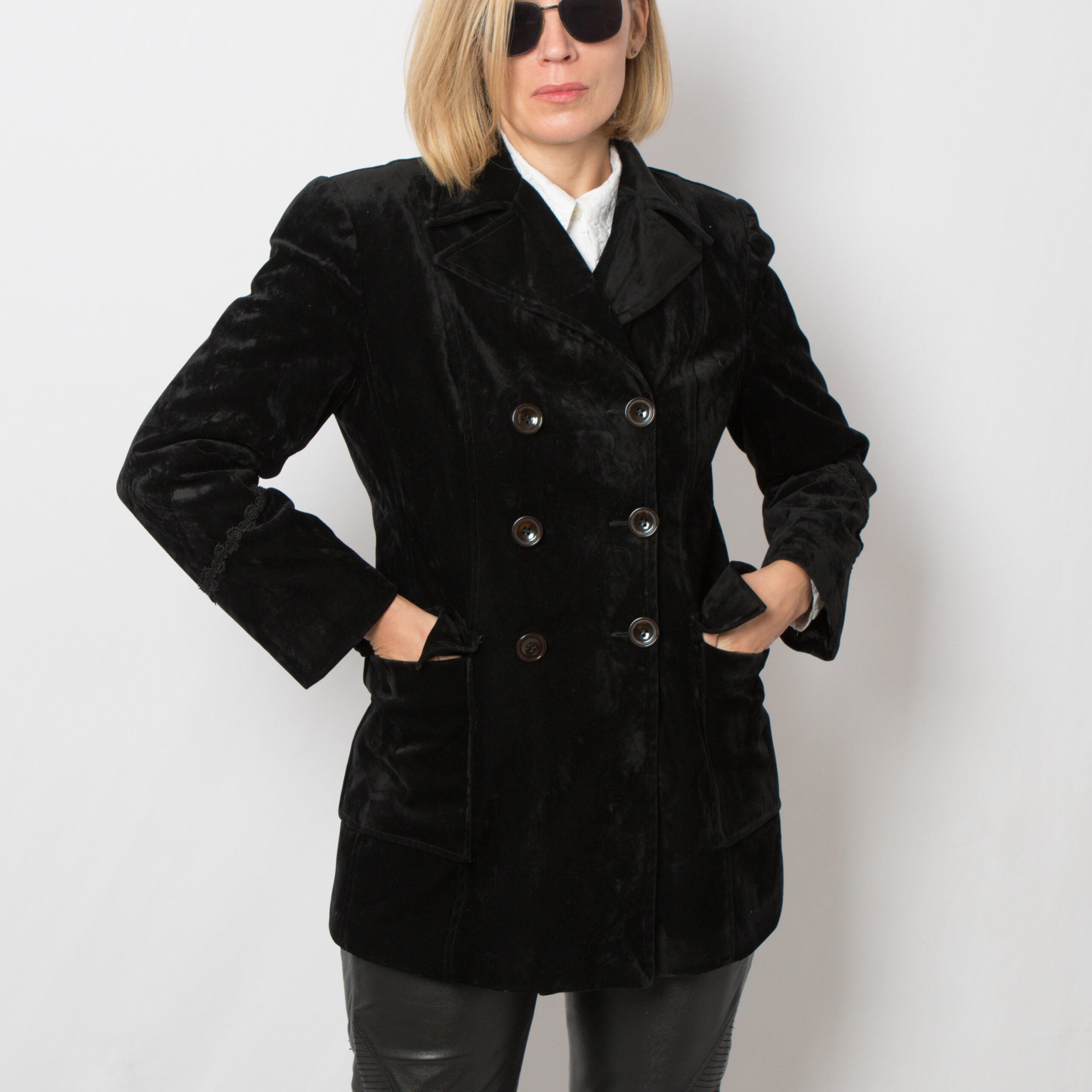 90s Black Velvet Jacket 90s Black Velvet Jacket - Image 7