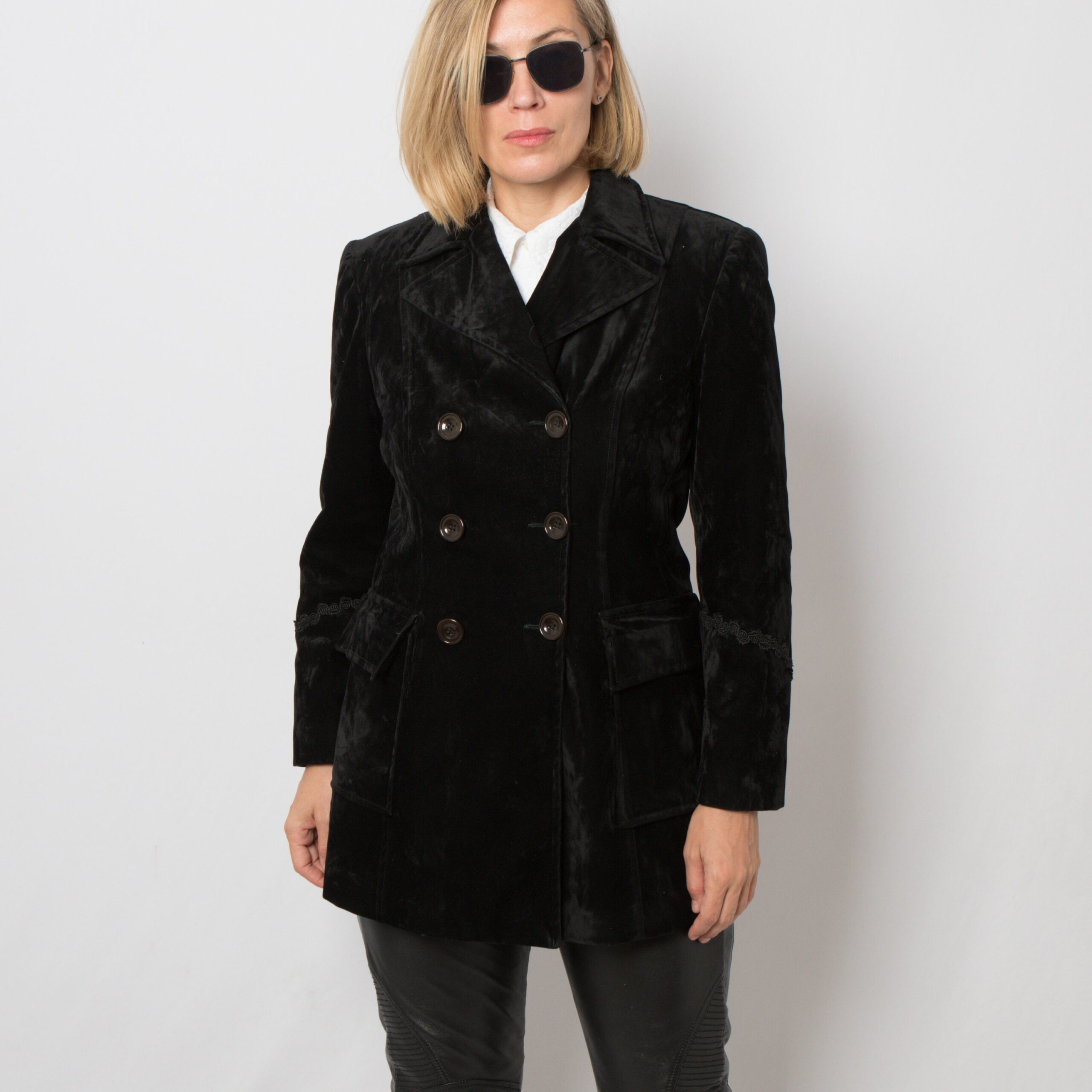 90s Black Velvet Jacket 90s Black Velvet Jacket - Image 8