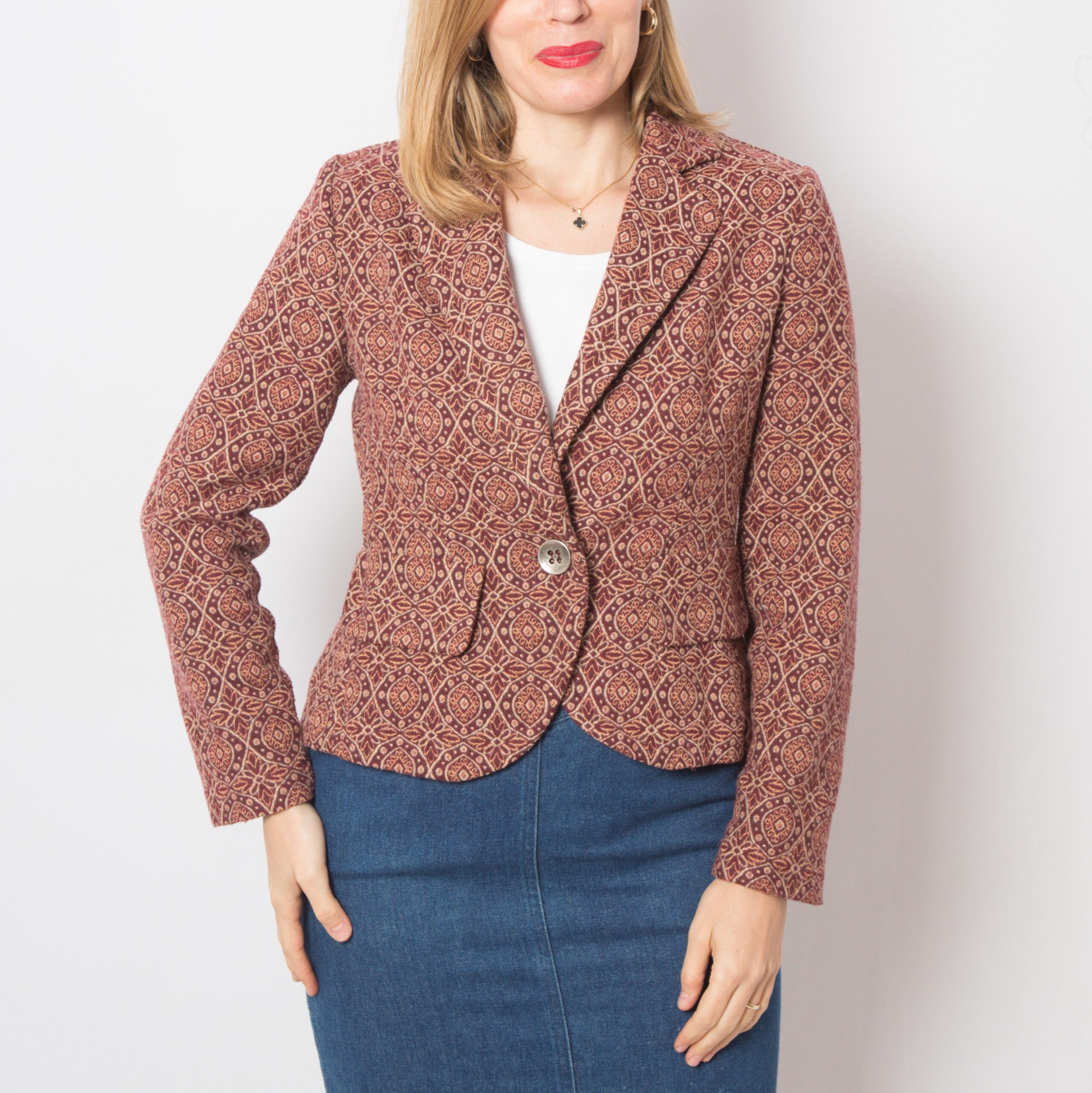 Vintage Jacquard Blazer Rust Vintage Jacquard Blazer Rust - Image 2