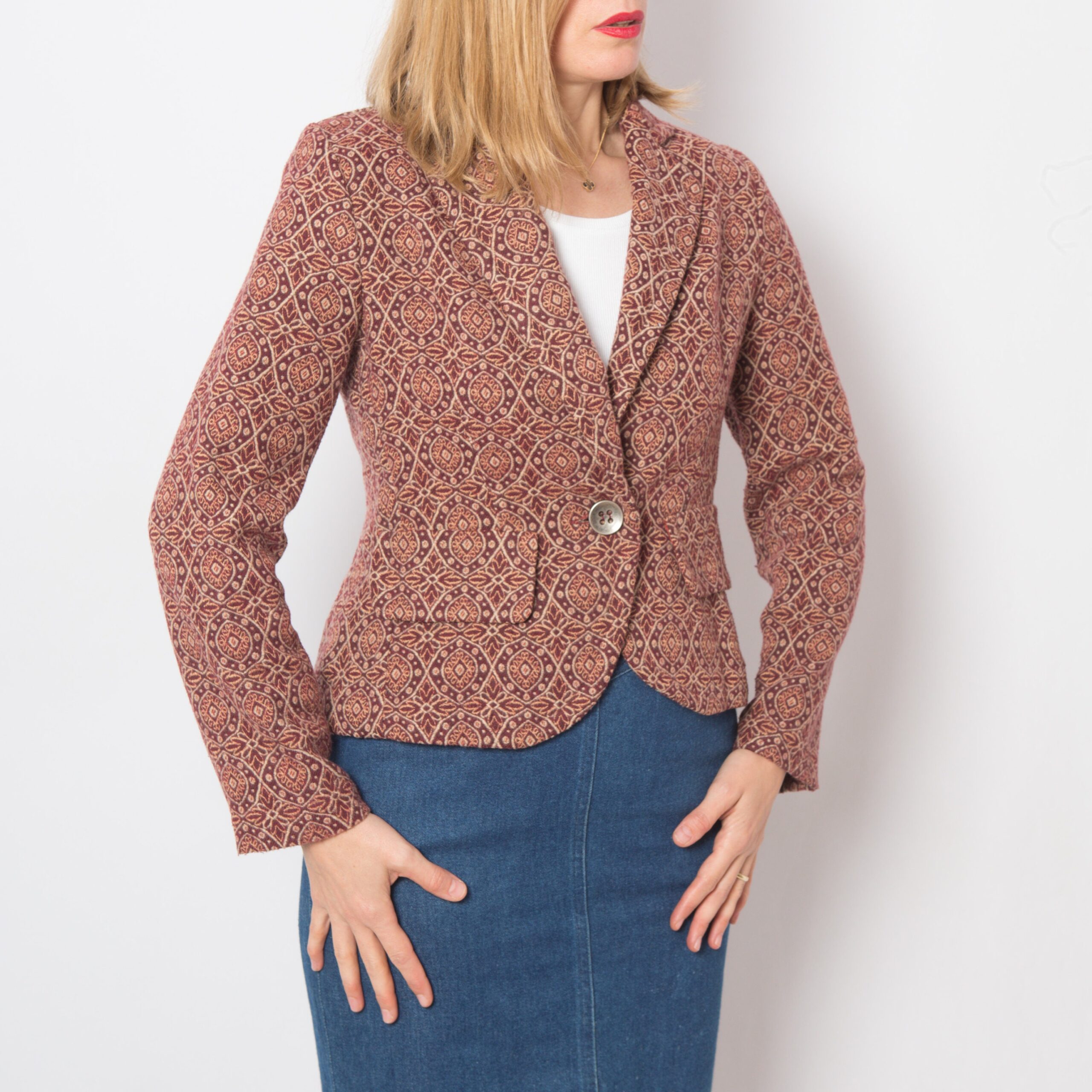 Vintage Jacquard Blazer Rust Vintage Jacquard Blazer Rust - Image 5