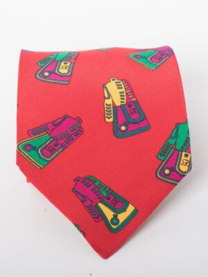 Vintage Comtesse Silk Tie Whimsical Coat Print