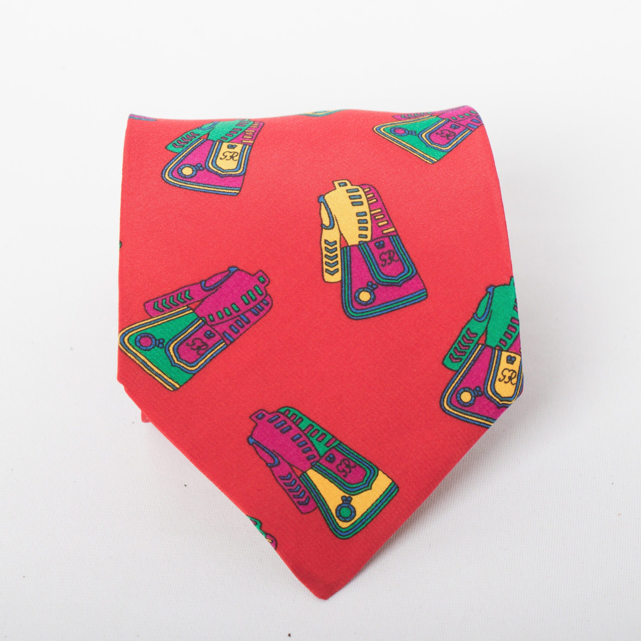 Vintage Comtesse Silk Tie Whimsical Coat Print Vintage Comtesse Silk Tie Whimsical Coat Print