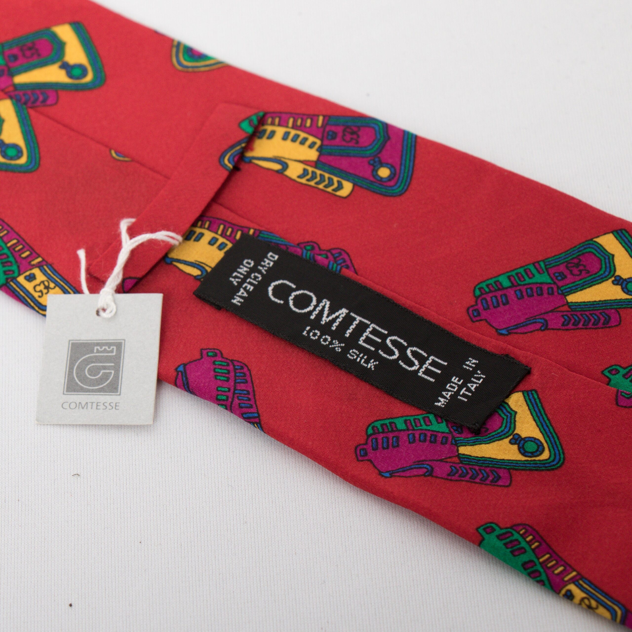 Vintage Comtesse Silk Tie Whimsical Coat Print Vintage Comtesse Silk Tie Whimsical Coat Print - Image 5