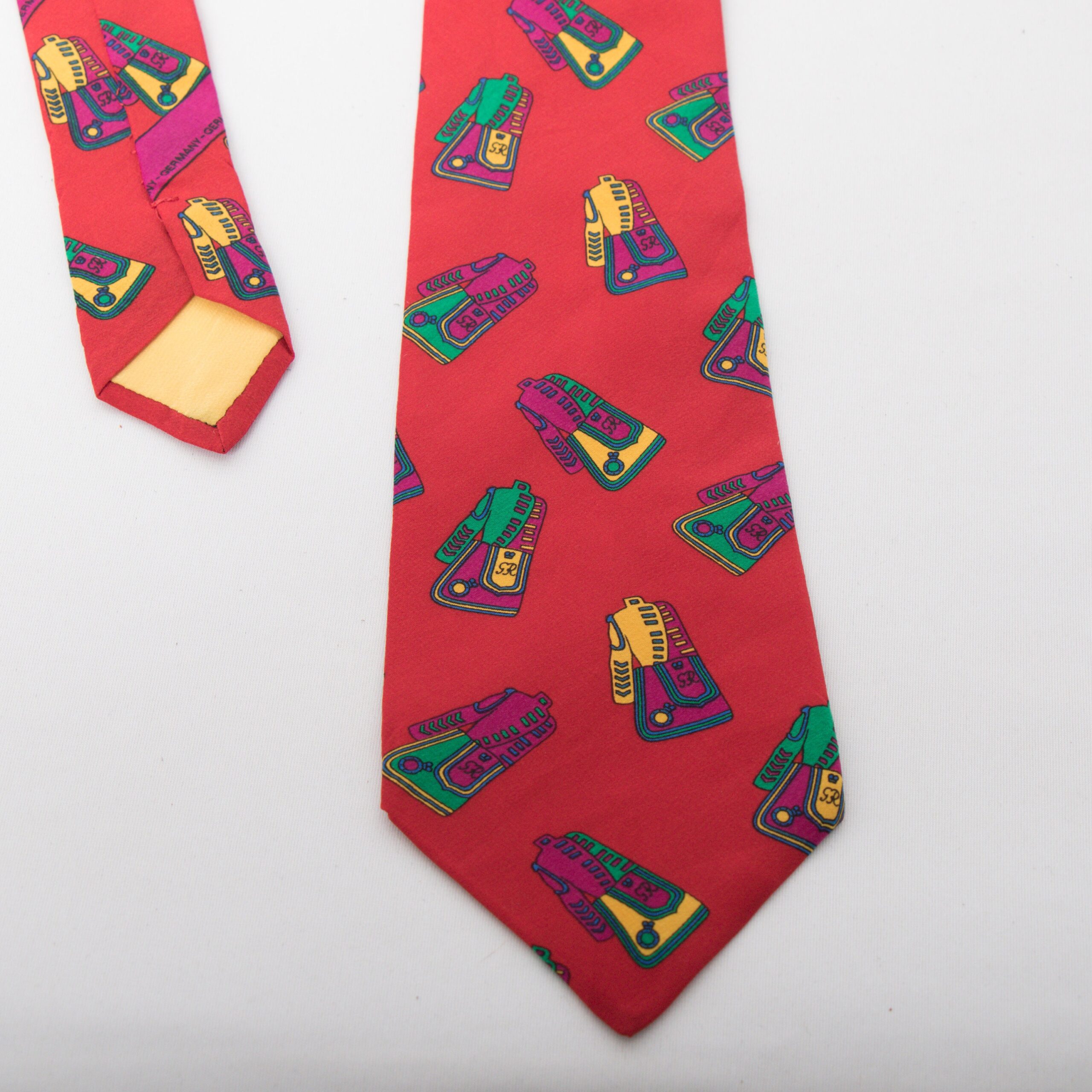 Vintage Comtesse Silk Tie Whimsical Coat Print Vintage Comtesse Silk Tie Whimsical Coat Print - Image 6