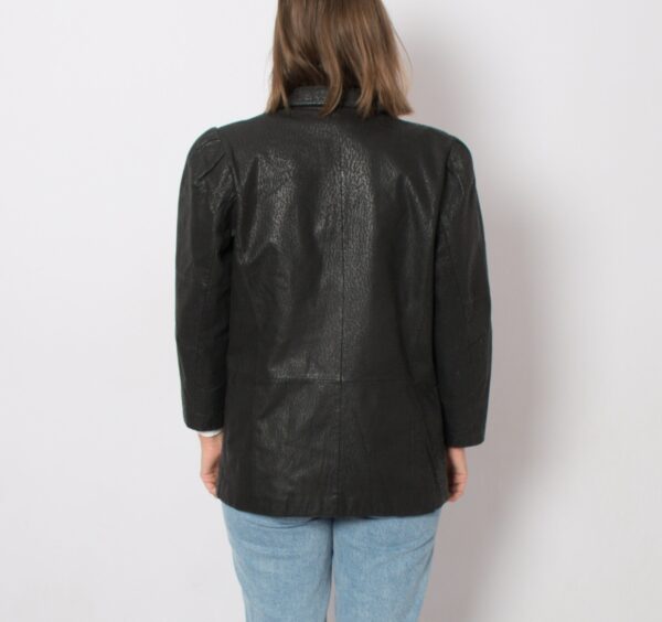 80s Printed Black Leather Blazer - Image 6