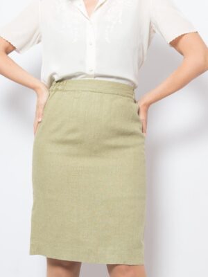 Vintage Sage Green Linen Skirt
