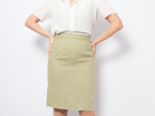 Vintage Sage Green Linen Skirt