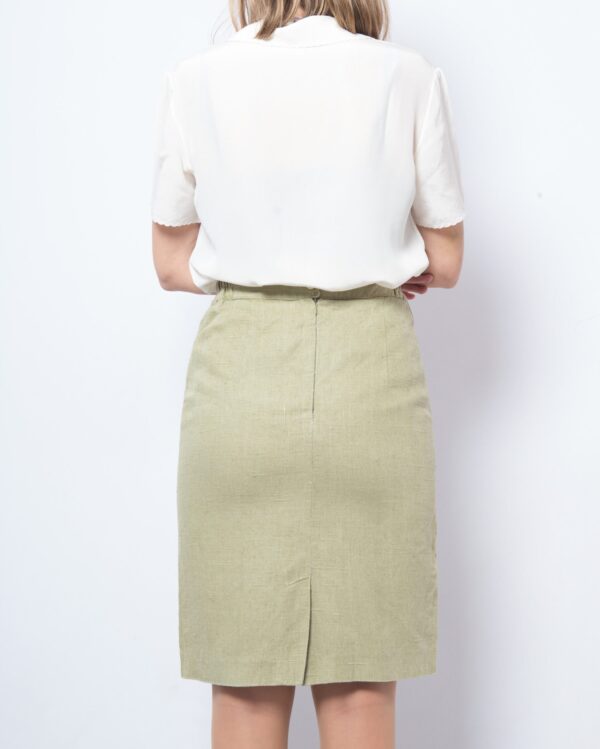 Vintage Sage Green Linen Skirt - Image 4