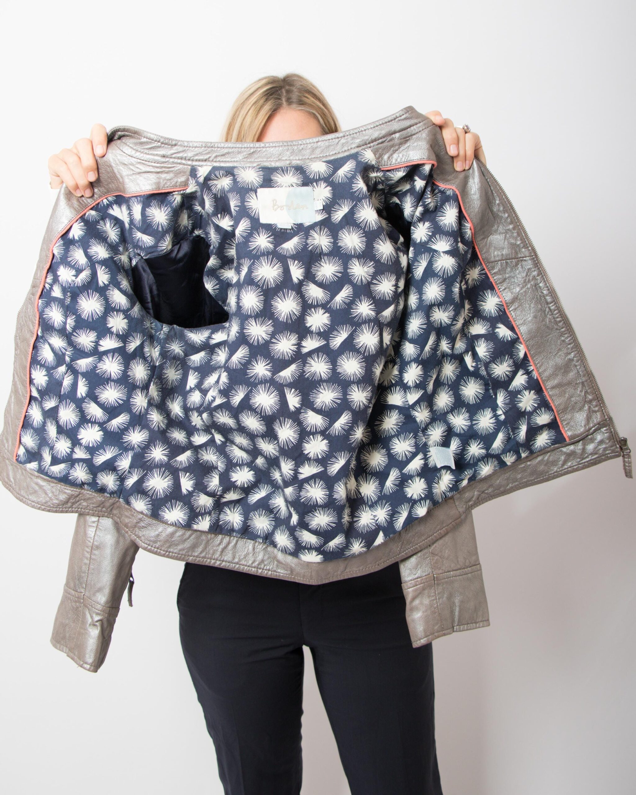 BODEN Y2K Silver Metallic Leather Jacket BODEN Y2K Silver Metallic Leather Jacket - Image 6