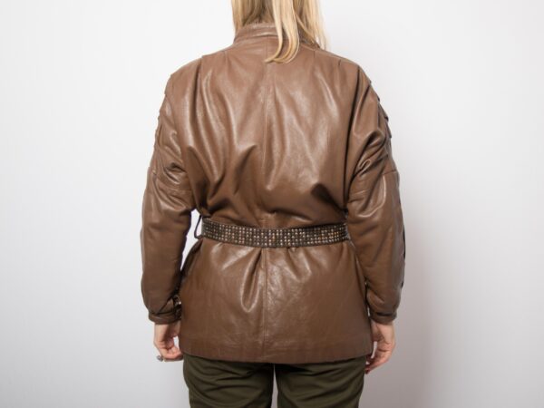 80s Dramatic Oversized Leather Jacket Women - Image 4