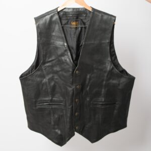 RARE Vintage Black Leather Waistcoat