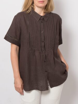 PERSONA Linen Button Up Pleated Shirt