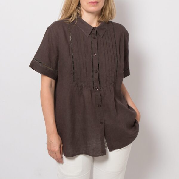 PERSONA Linen Button Up Pleated Shirt