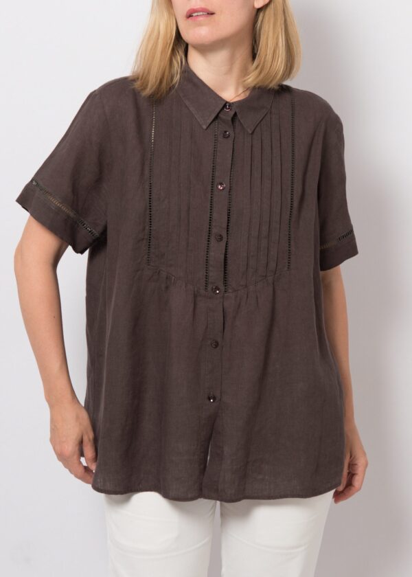 PERSONA Linen Button Up Pleated Shirt - Image 3