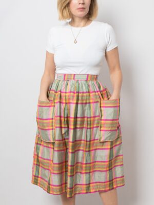90s Stefanel Plaid Silk Skirt
