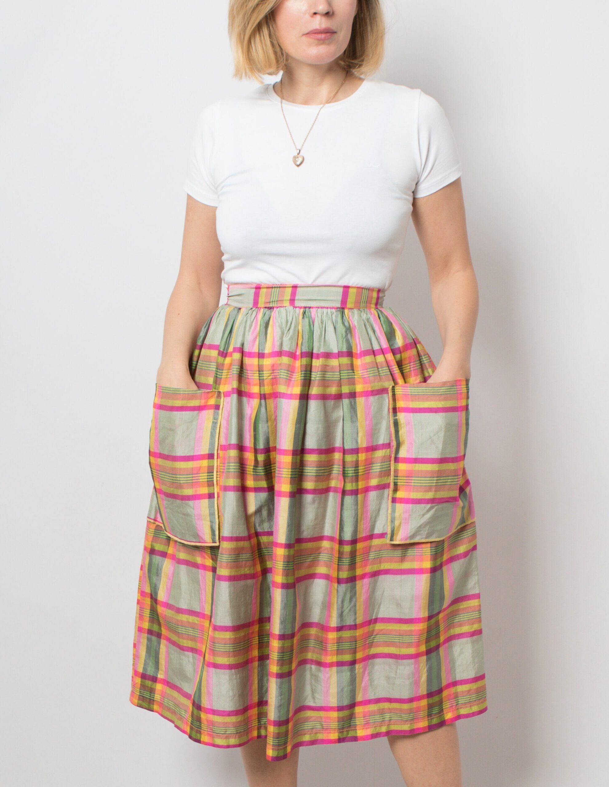 90s Stefanel Plaid Silk Skirt 90s Stefanel Plaid Silk Skirt