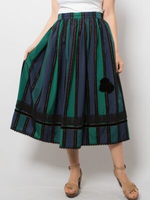KLEIN PETIT PARIS Striped Pleated Skirt