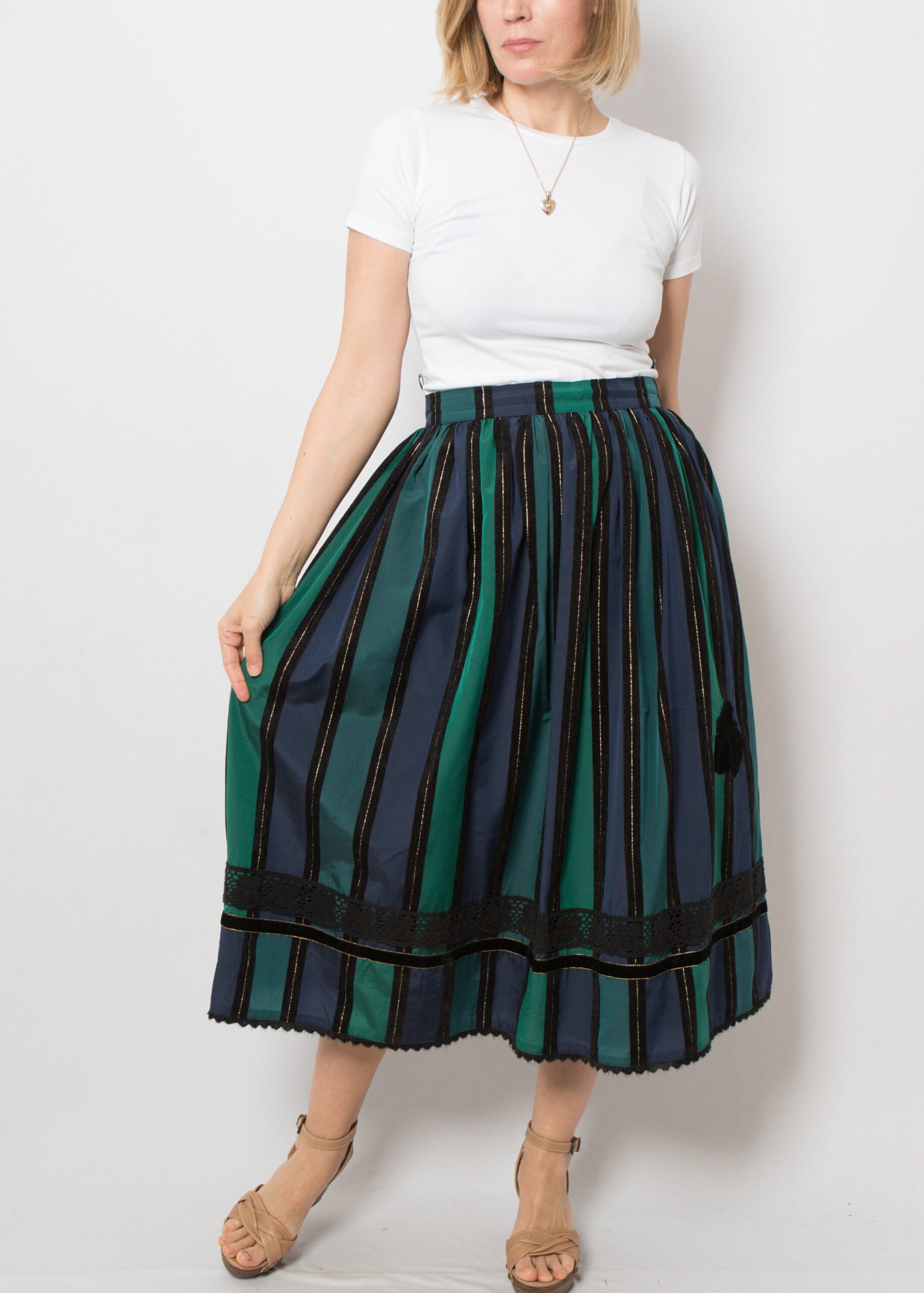 KLEIN PETIT PARIS Striped Pleated Skirt KLEIN PETIT PARIS Striped Pleated Skirt - Image 2