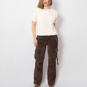 Y2K Suede Cargo Pants Low-Waist