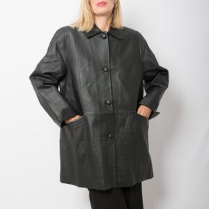 BARISAL 90s Minimalist Leather Coat