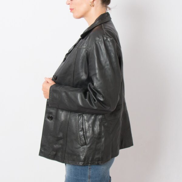 1970s Black Leather Jacket by Stefano Guido