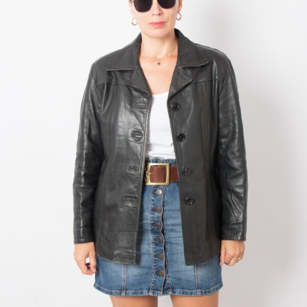 1970s Black Leather Jacket by Stefano Guido - Image 2