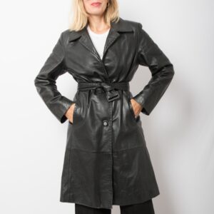 90s Leather Trench Coat by Conpibel Freeheron