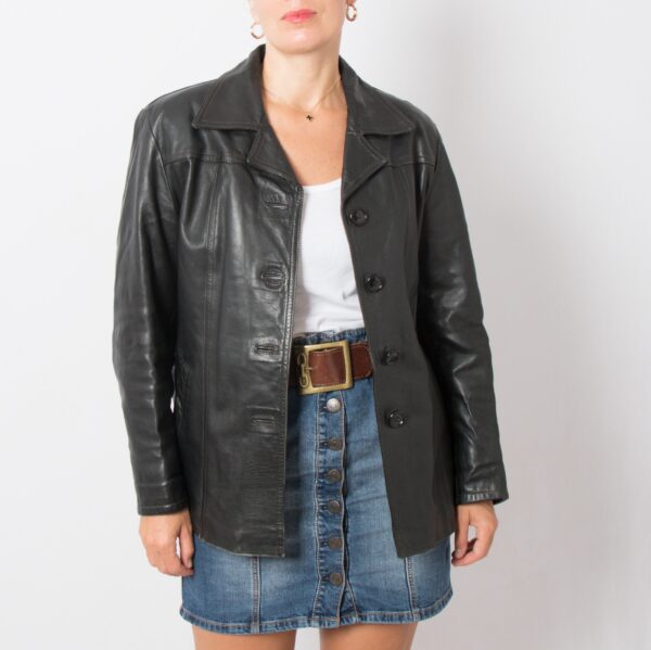 1970s Black Leather Jacket by Stefano Guido - Image 4