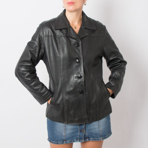 1970s Black Leather Jacket by Stefano Guido - Image 6