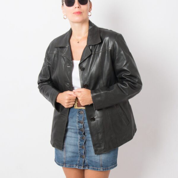 1970s Black Leather Jacket by Stefano Guido - Image 7
