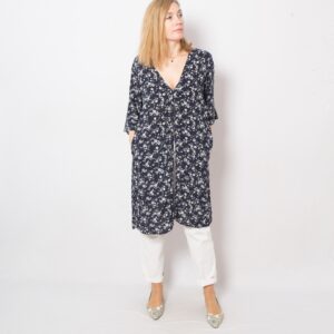 Vintage Floral Long Tunic Blouse