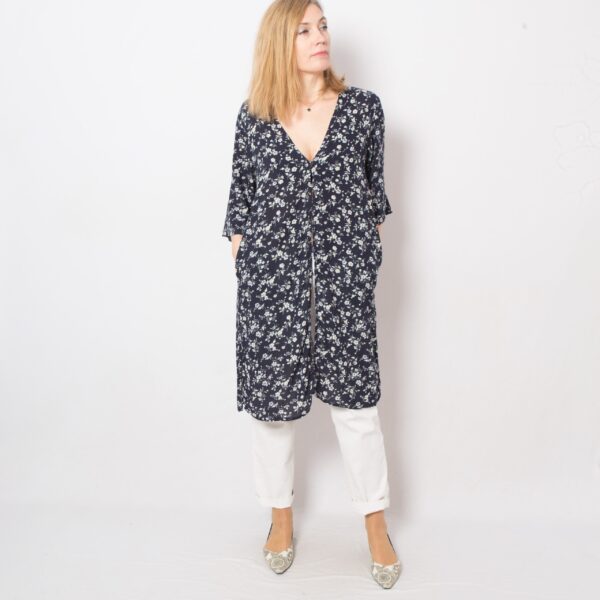 Vintage Floral Long Tunic Blouse