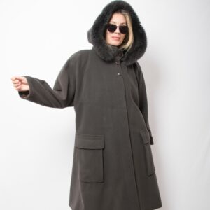 Vintage CIRSTEIN Cashmere Wool Coat with Fox Fur Trim