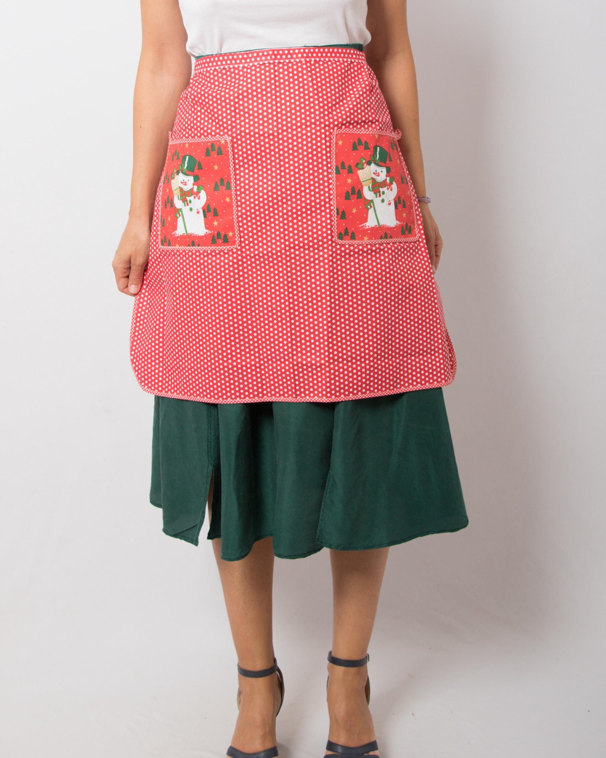 Vintage Waist Apron Polka dot Christmas Vintage Waist Apron Polka dot Christmas