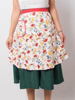 Vintage Floral Waist Apron with Pockets