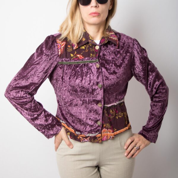 Vintage Purple Velvet Shirt - Image 3