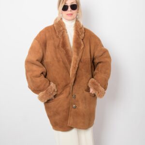 90s Oversized Suede Shearling Coat