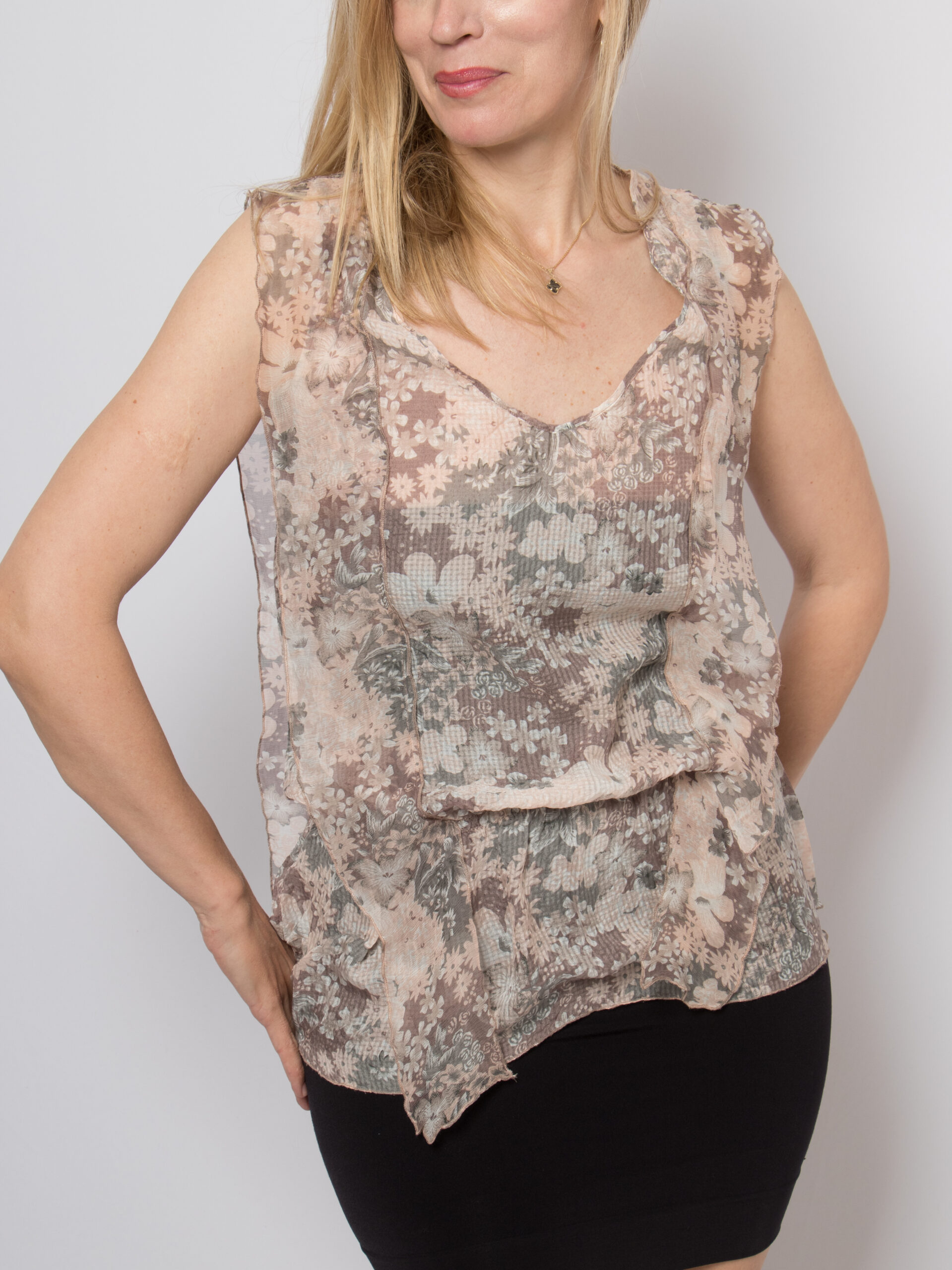 Floral Sheer Blouse with Silk details Floral Sheer Blouse with Silk details - Image 4