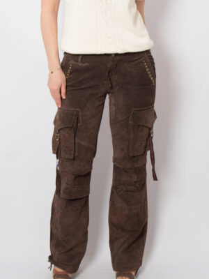 Y2K Suede Cargo Pants Low-Waist