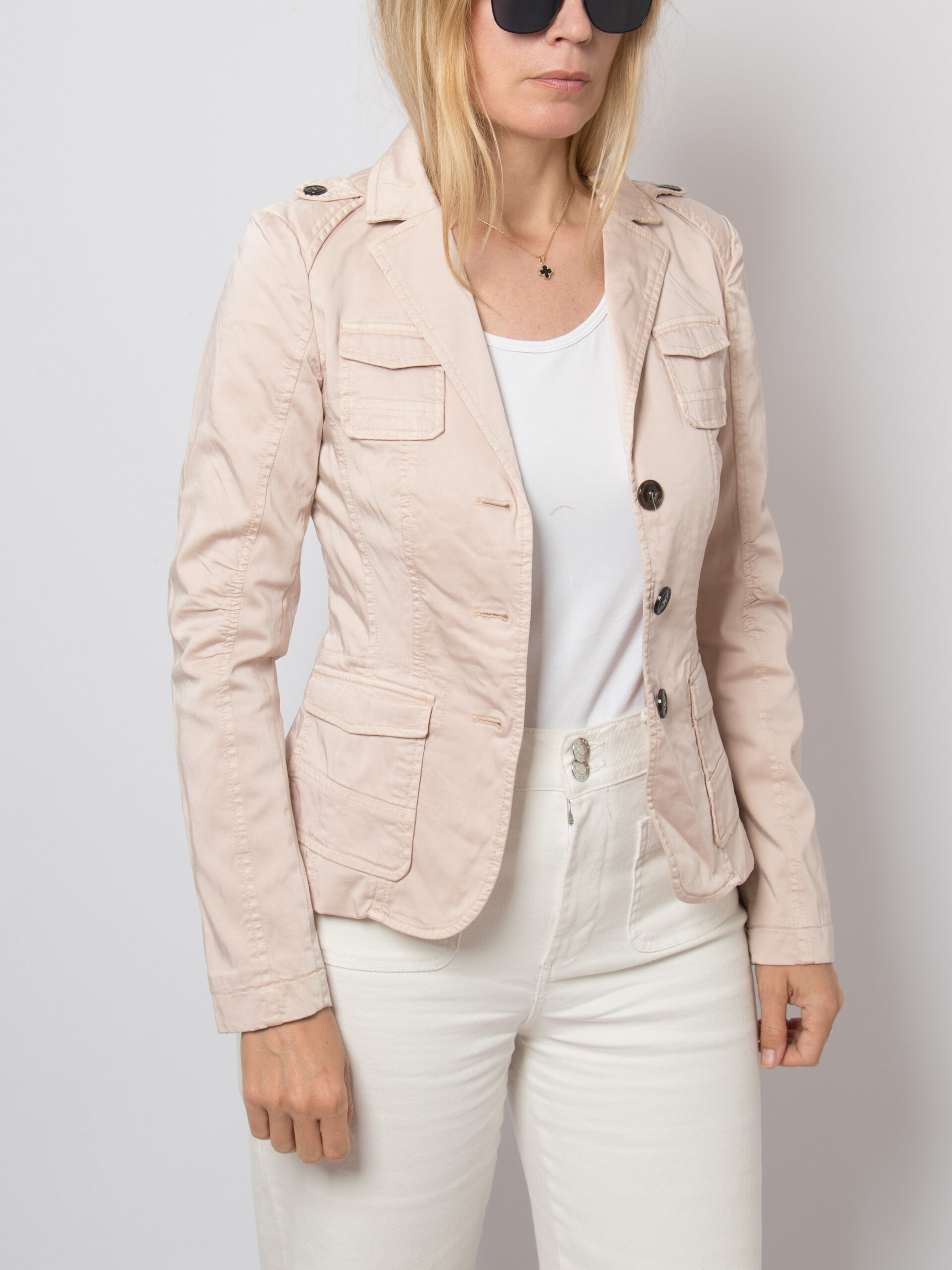 Marc Cain Military Inspired Blush Pink Blazer Marc Cain Military Inspired Blush Pink Blazer - Image 2