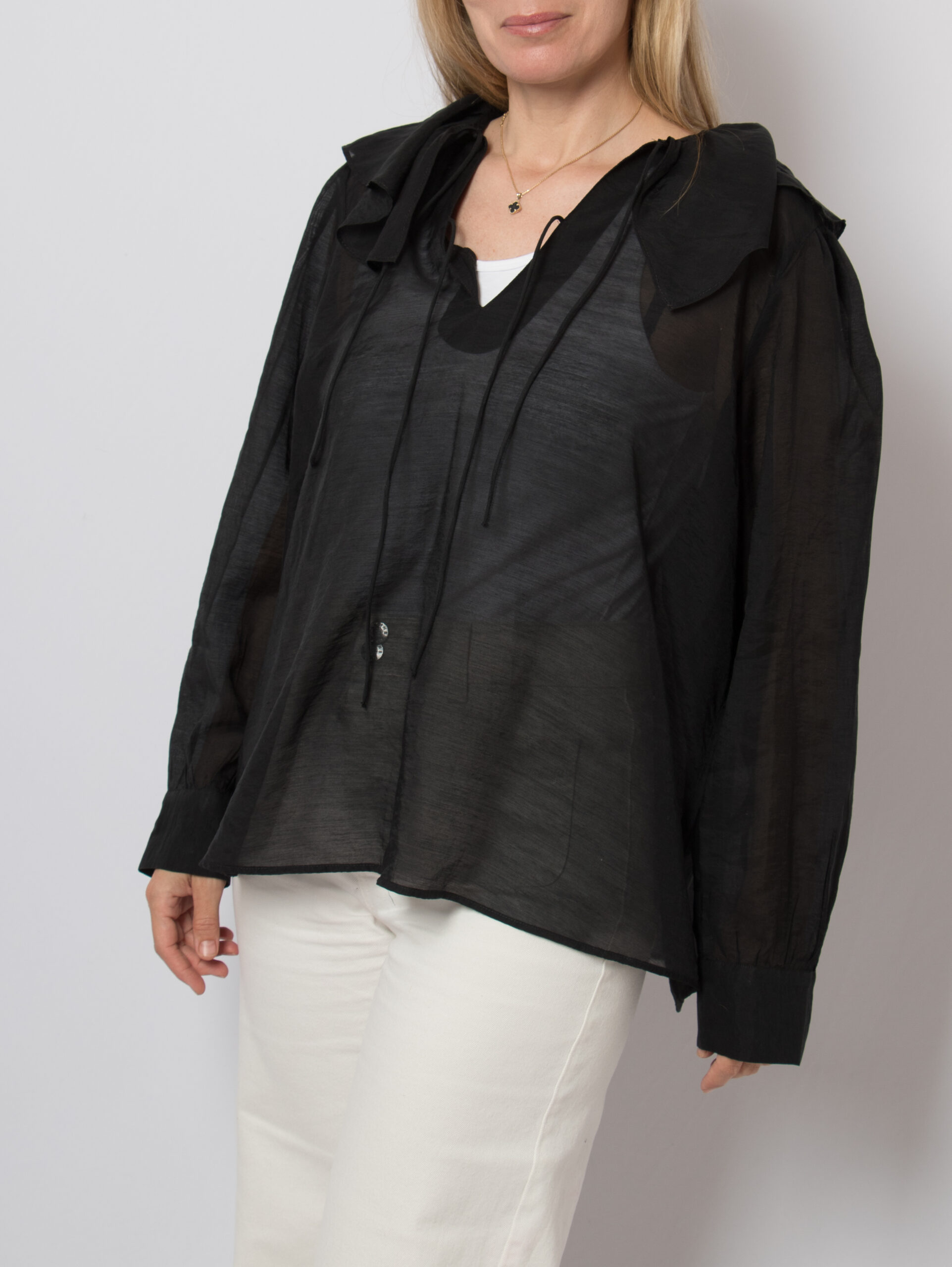 90s Ruffle Collar Shirt 90s Ruffle Collar Shirt - Image 2