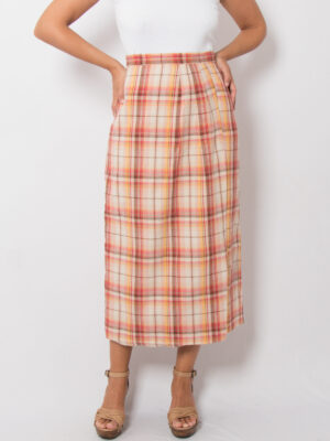 1980s Laura Ashley Plaid Midi Skirt